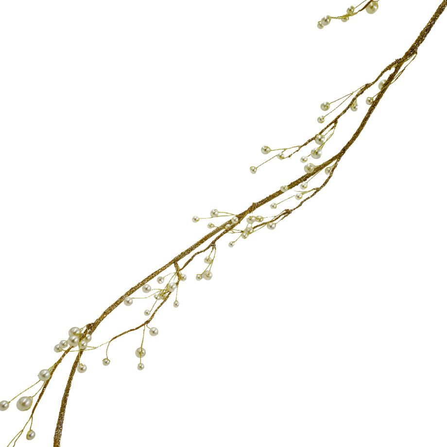 GARLAND CLUSTER PEARL BEADS 60" GOLD W/ GLITTER