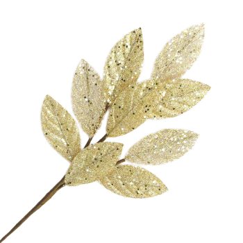 SPRAY MAGNOLIA LEAF SHEER 24" GOLD/SILVER W/ GLITTER