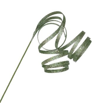 SPRAY CURL HANGING RIBBON SLATE GREEN 33.5" GLITTER
