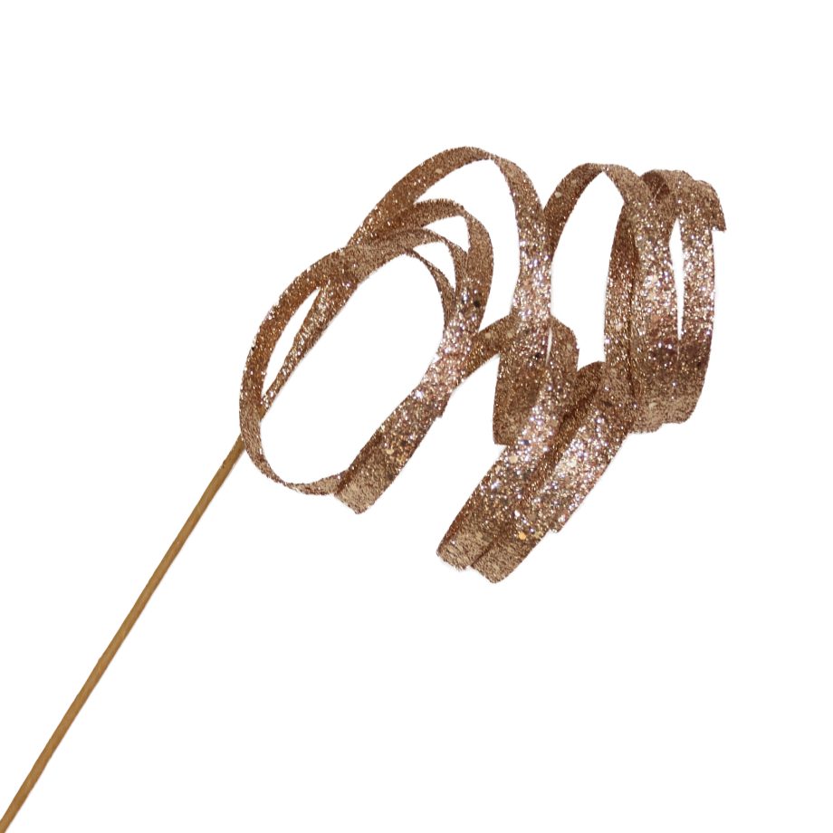 SPRAY CURL HANGING RIBBON ROSE 33.5" GLITTER