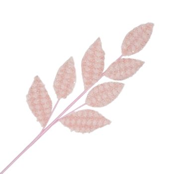 SPRAY MAGNOLIA LEAF BOUCLE FUR PINK 28" FROSTED W/ GLITTER