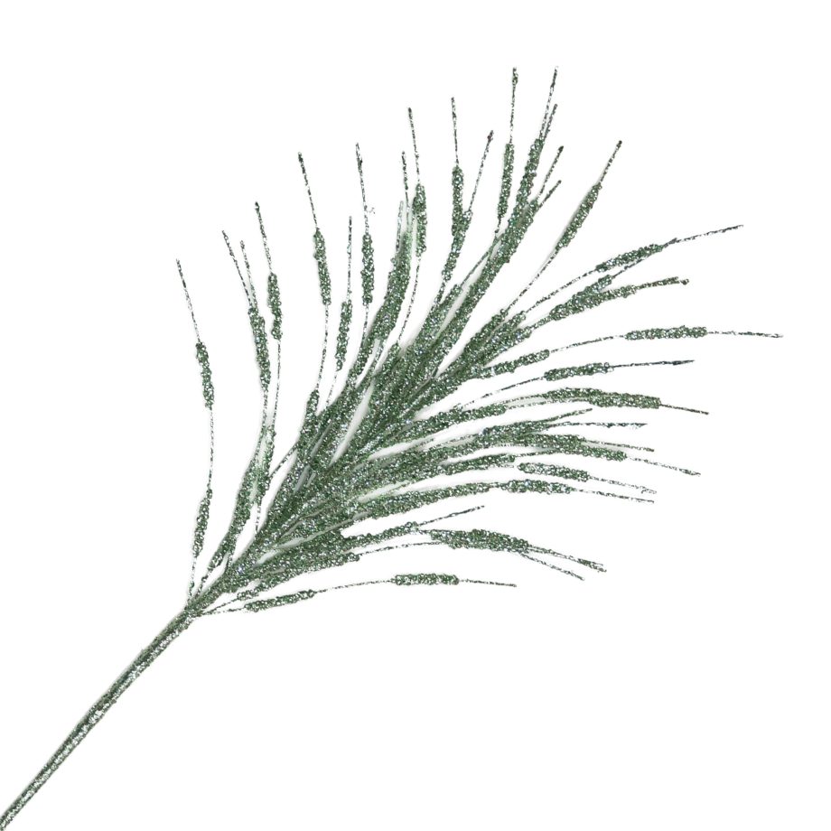 SPRAY FIREWORK FEATHER GRASS SLATE GREEN 24" GLITTER