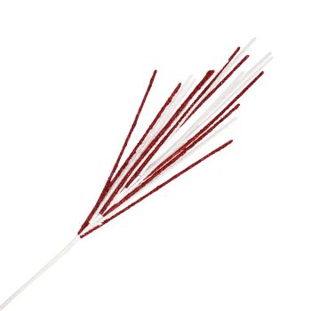 SPRAY FEATHER STEM RED/WHITE 28" GLITTER