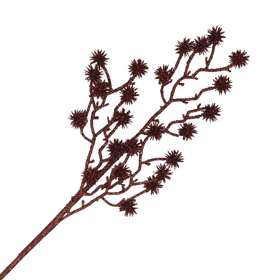 SPRAY STARBURST TWIG BRANCH BROWN 26" W/ GLITTER