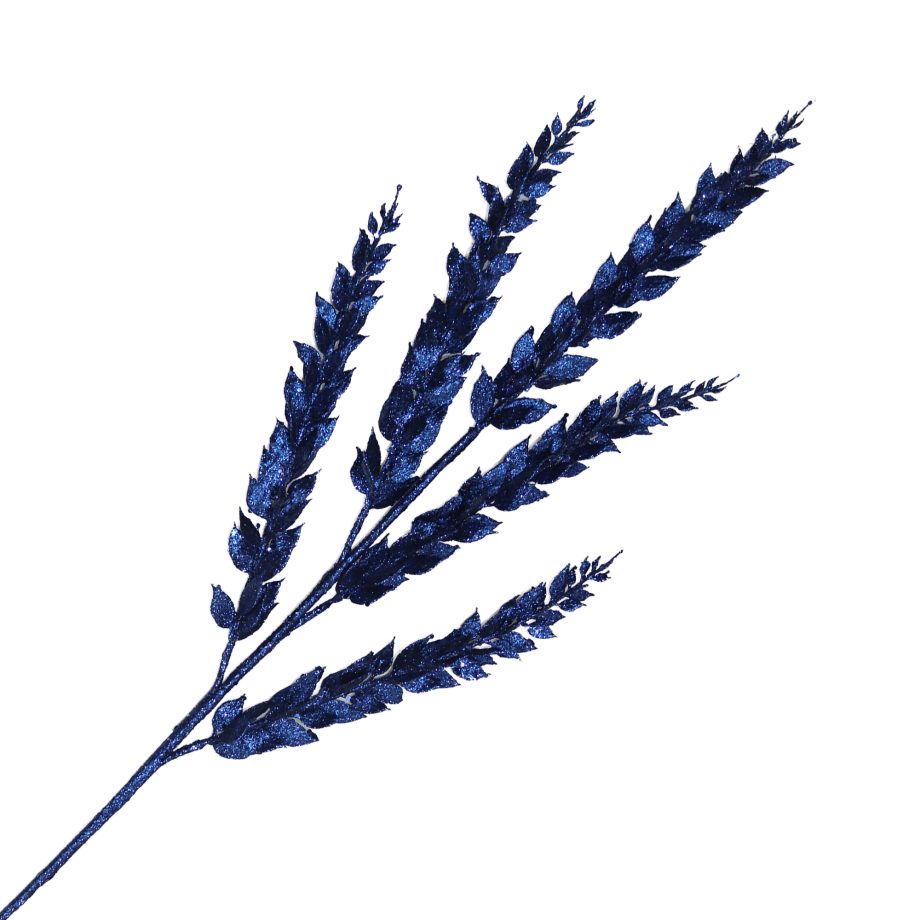 SPRAY LEAF BRANCH NAVY BLUE 35" W/ GLITTER