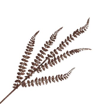 SPRAY FERN LEAF BROWN 31.5" GLITTER