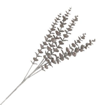 SPRAY EUCALYPTUS MINI-LEAF BRANCH PLATINUM 33" W/ GLITTER