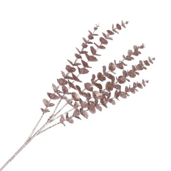 SPRAY EUCALYPTUS MINI-LEAF BRANCH ROSE 33" W/ GLITTER