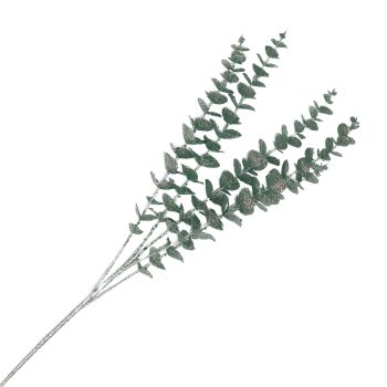 SPRAY EUCALYPTUS MINI-LEAF BRANCH SAGE 33" W/ GLITTER