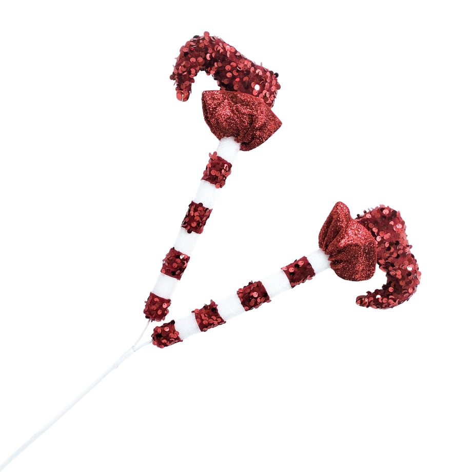 SPRAY ELF LEGS 24" RED DOWNSIDE-UP W/ SEQUINS & RUFFLES
