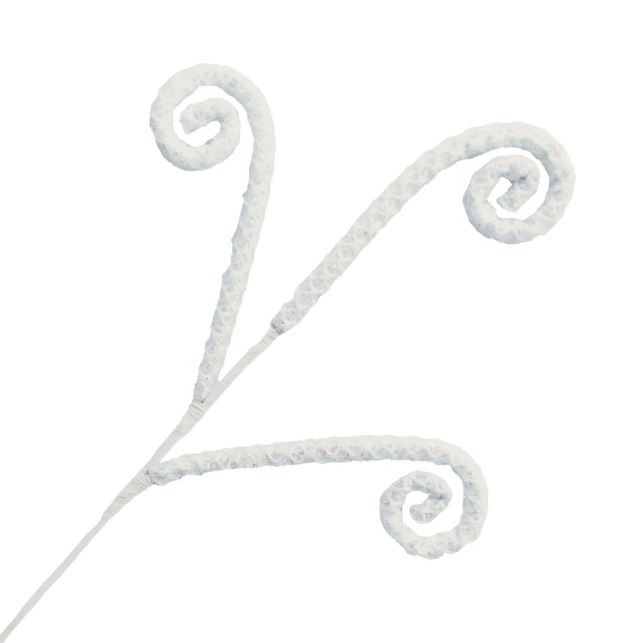 SPRAY CURL MESH 28" WHITE W/ SEQUINS