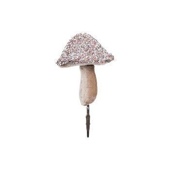 ORN MUSHROOM 4.5" PINK W/ MINI-DIAMOND BEADS & GLITTER CAP & CLIP
