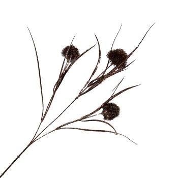 SPRAY THISTLE POD 3PC BROWN 27.5" GLITTER