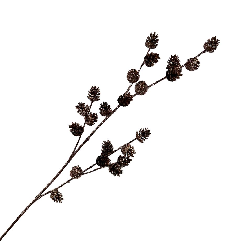 SPRAY PINE CONE BROWN 31.5" GLITTER