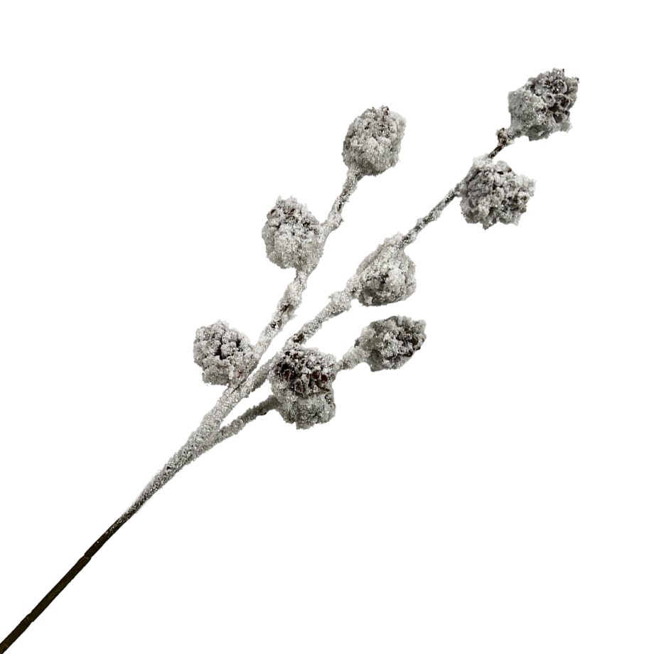 SPRAY PINE CONE NATURAL 20" FLOCKED