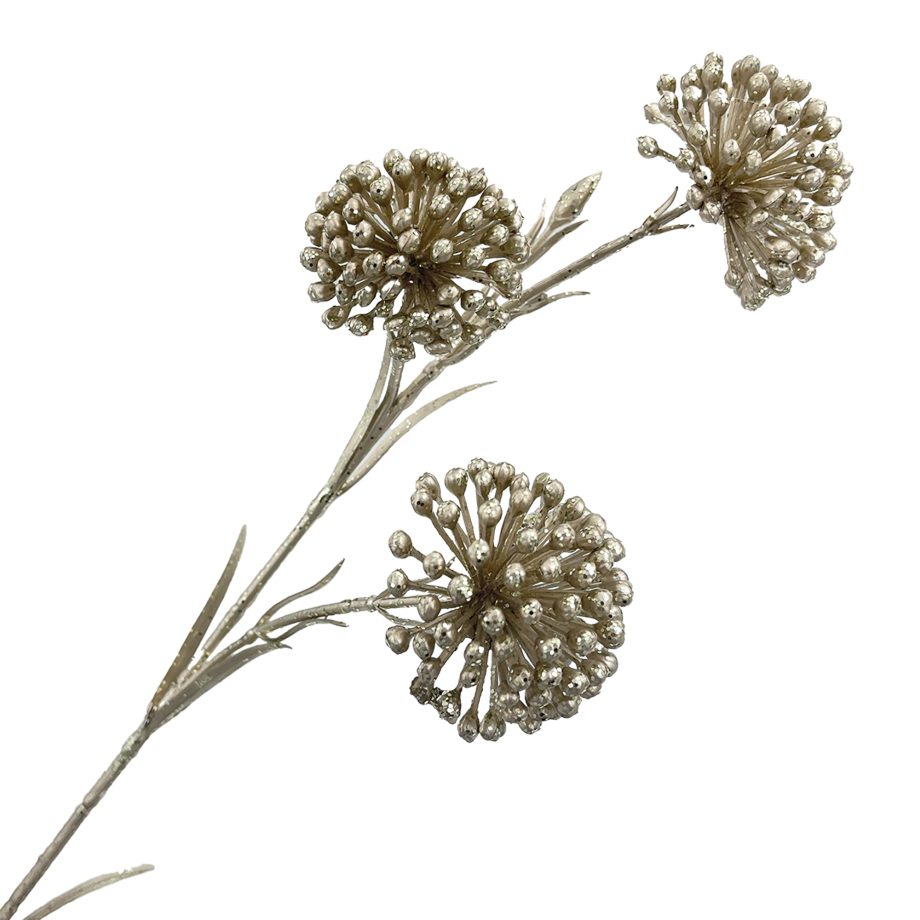 SPRAY DANDELION POD 3PC MATTE CHAMPAGNE GOLD 24" GLITTER