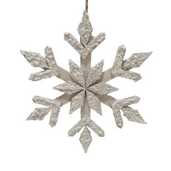 SNOWFLAKE WOODEN SNOW-COVERED 22" W/ GLITTER