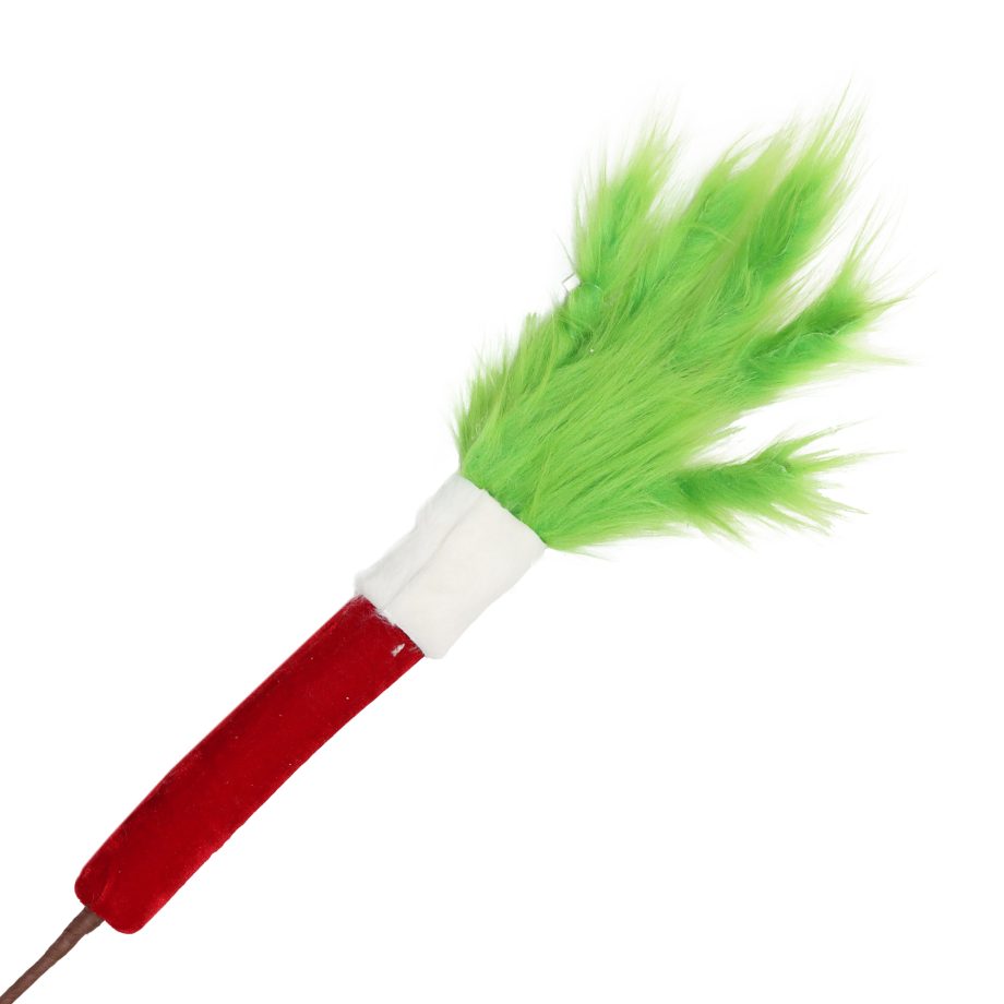 SPRAY ELF/GRINCH HAND RED/WHT/GREEN 27" FAUX FUR FABRIC