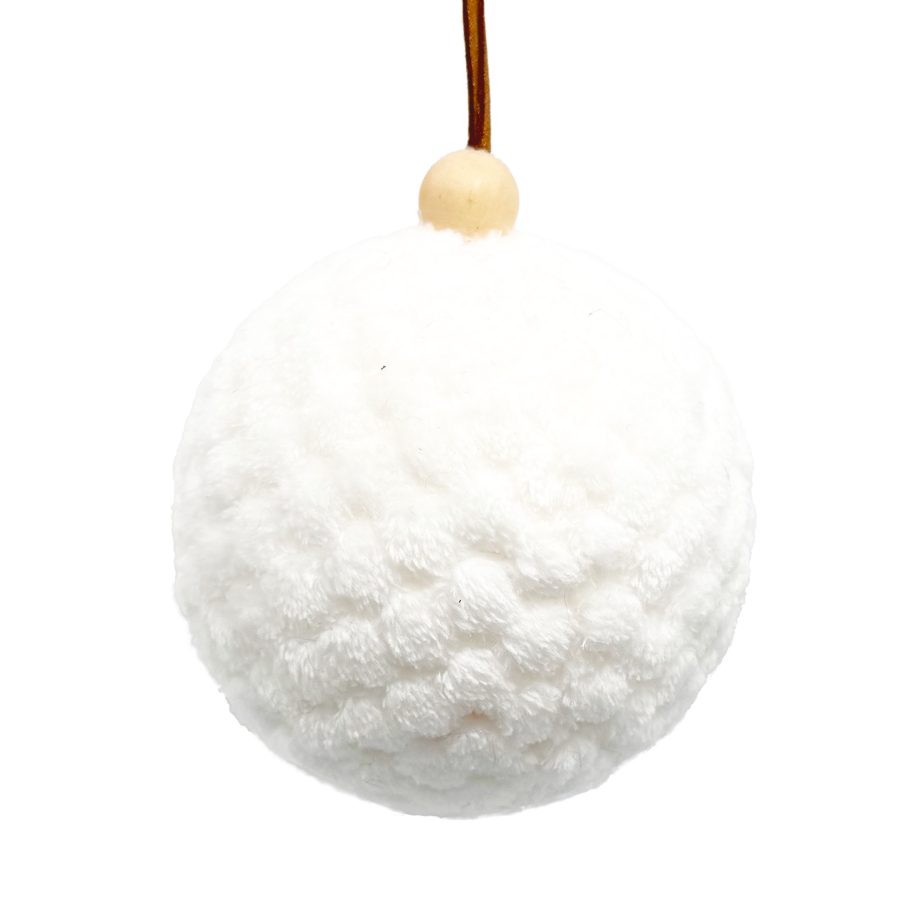 BALL FABRIC FAUX FUR 3" WHITE POM POM