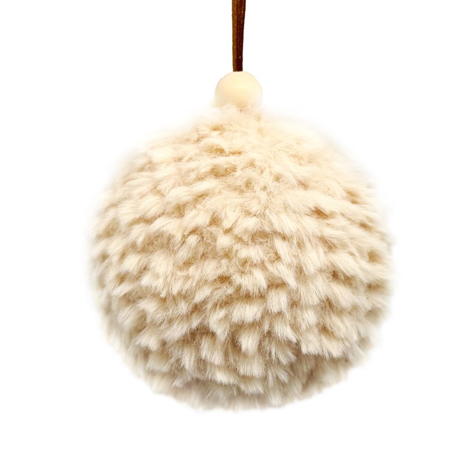 BALL FABRIC FAUX FUR 3" BEIGE SCALLOPED