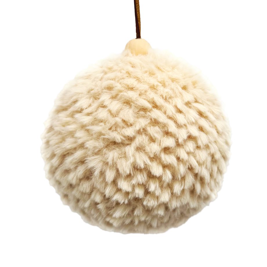 BALL FABRIC FAUX FUR 4.5" BEIGE SCALLOPED