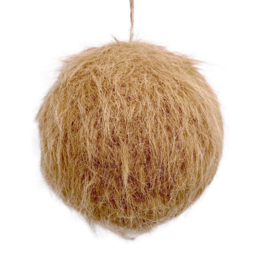 BALL FABRIC FAUX FUR 4" BROWN CARAMEL