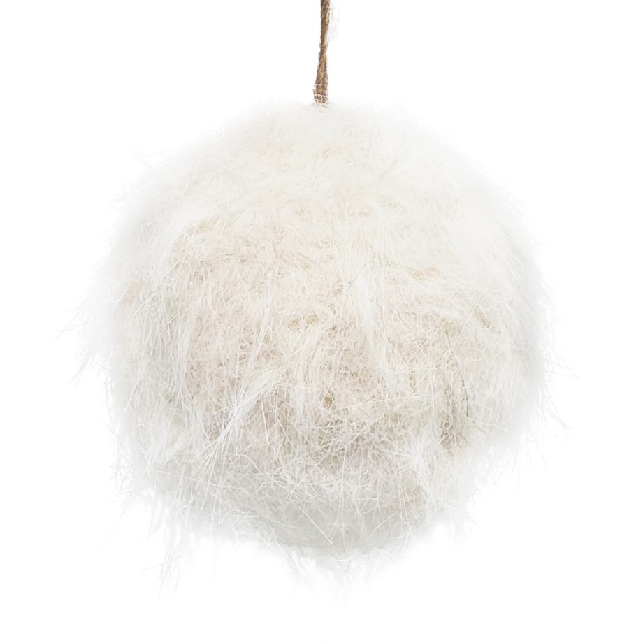 BALL FABRIC FAUX FUR 4" WHITE