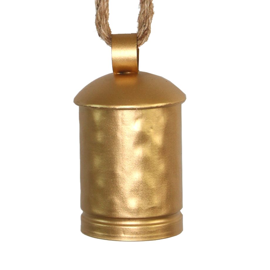 BELL CYLINDER SHAPE DARK GOLD MATTE TEXTURED FINISH 5.5" W/ SISAL ROPE