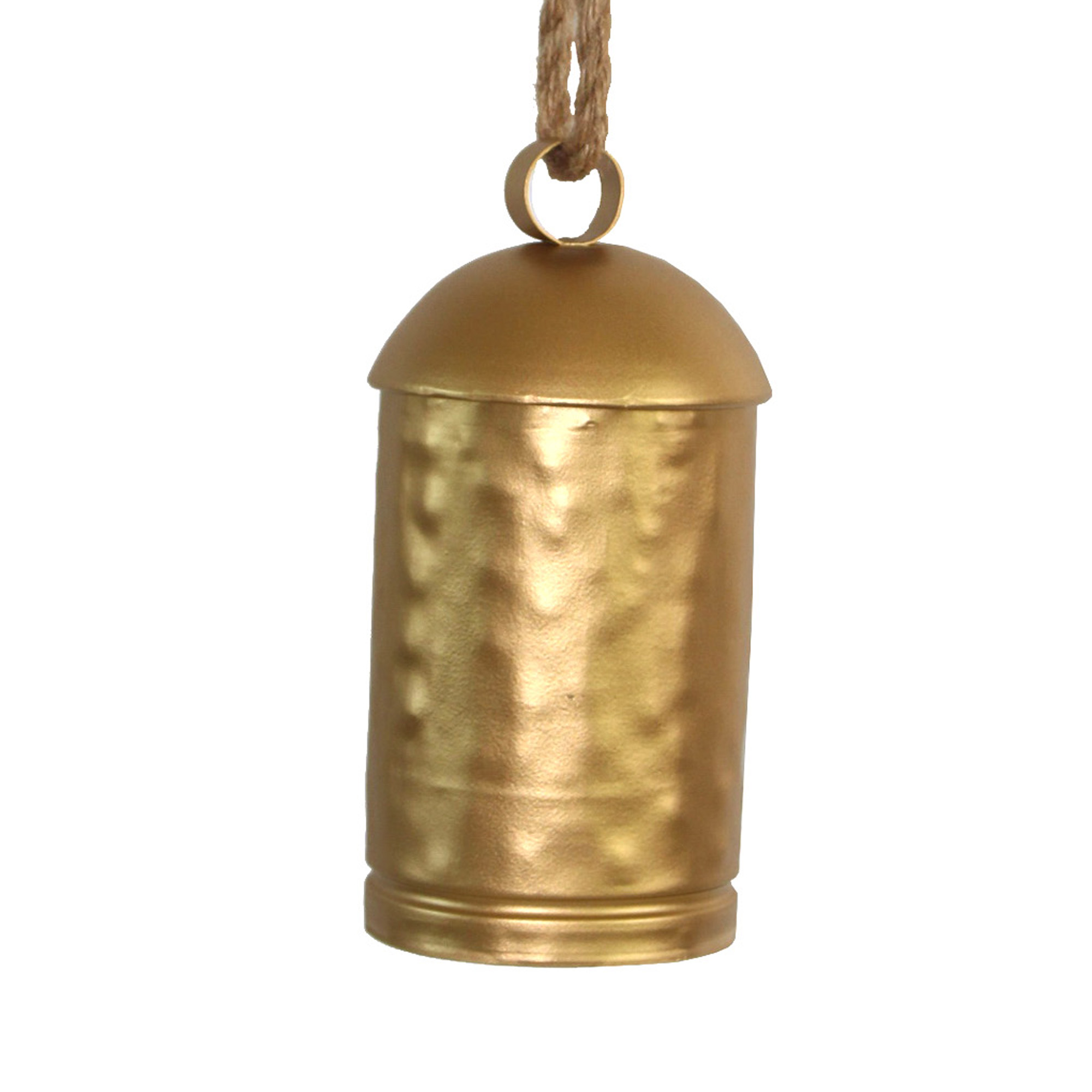 BELL METAL (COW) 8" MATTE GOLD FINISH W/ SISAL ROPE