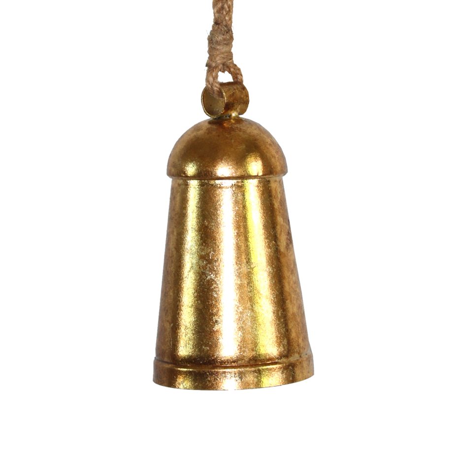 LIBERTY BELL GOLD BRUSHED/TEXTURED FINISH 5" W/ SISAL ROPE