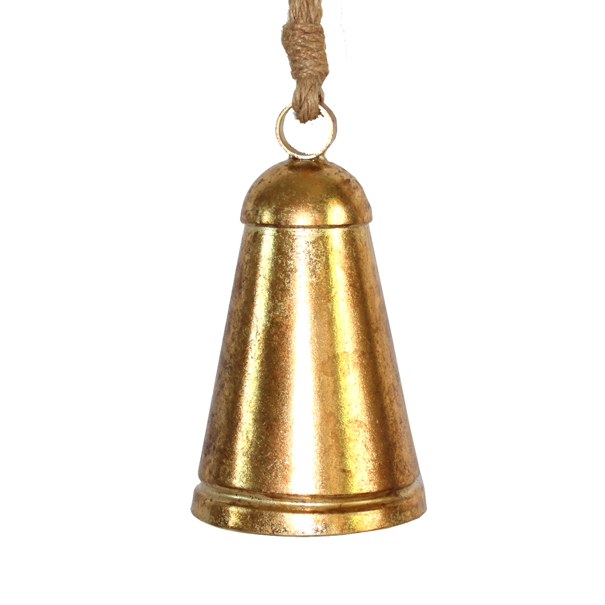 LIBERTY BELL GOLD BRUSHED/TEXTURED FINISH 8" W/ SISAL ROPE