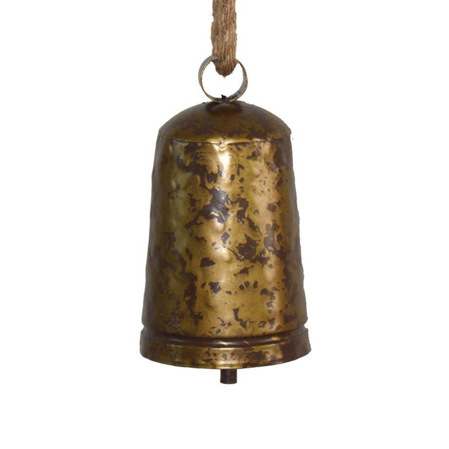 LIBERTY BELL DARK GOLD TEXTURED W/ BRONZE FINISH 7" W/ SISAL ROPE