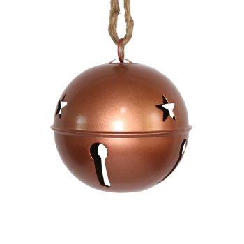 JINGLE BELL COPPER MATTE 5" W/ SISAL ROPE