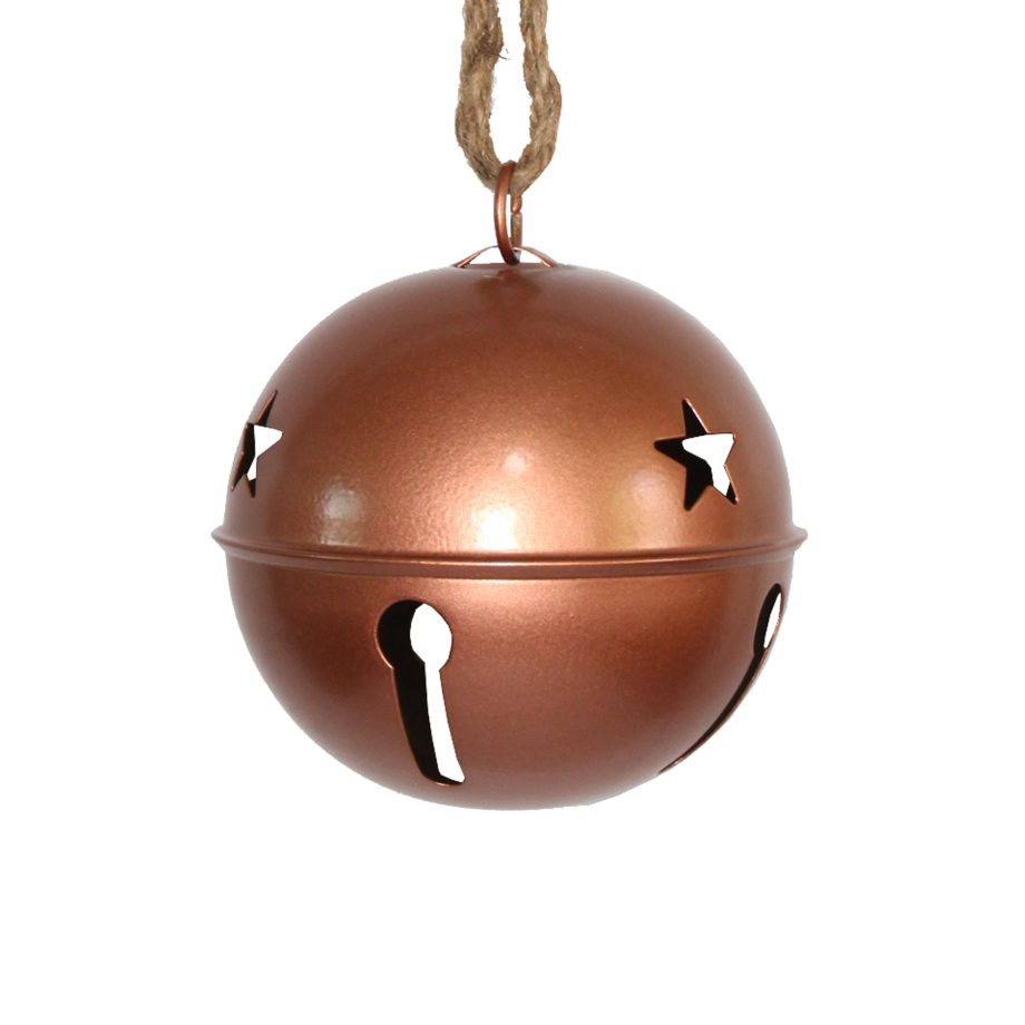 JINGLE BELL COPPER MATTE 5" W/ SISAL ROPE