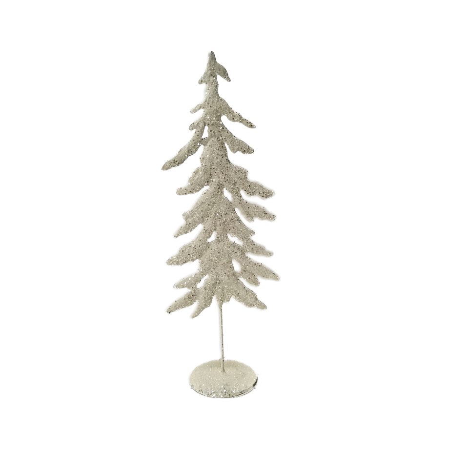 TABLE TOP TREE METAL 18" WHITE/SILVER GLITTER