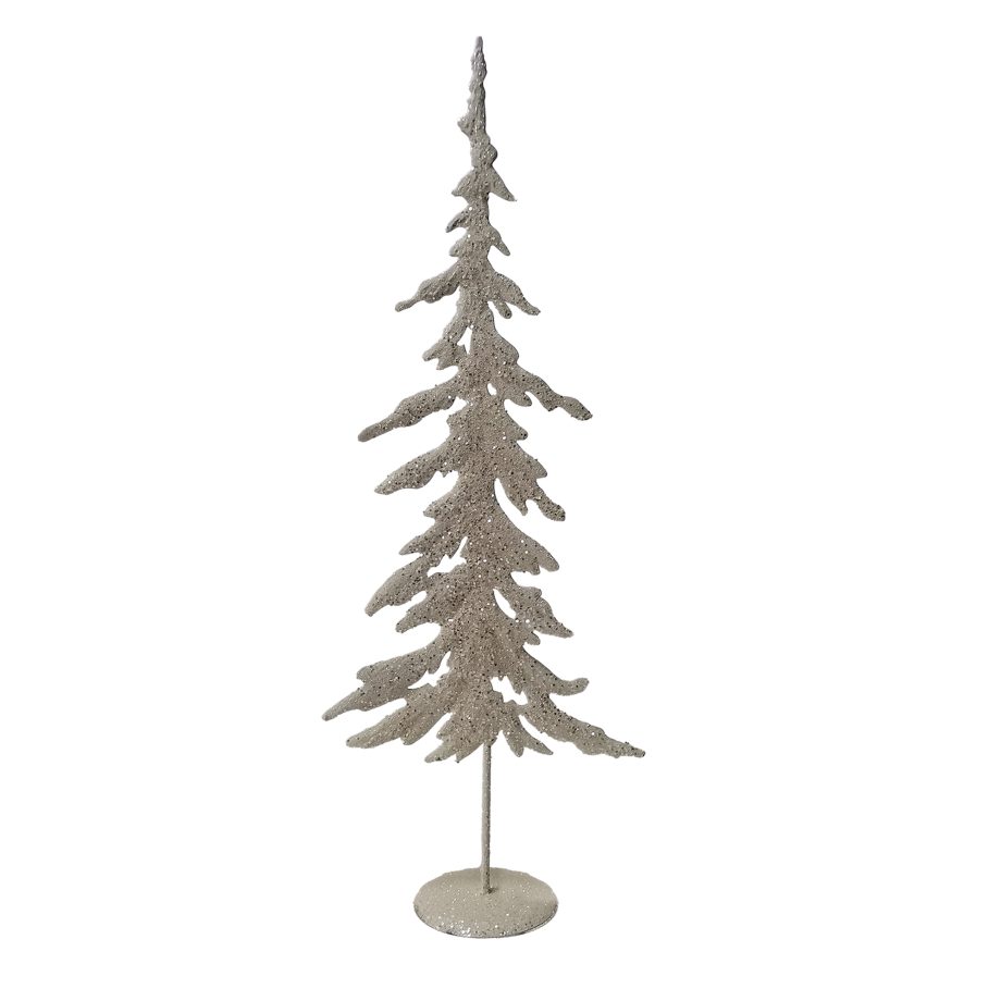 METAL TREE TRADITIONAL 29" WHITE/SILVER GLITTER TABLETOP