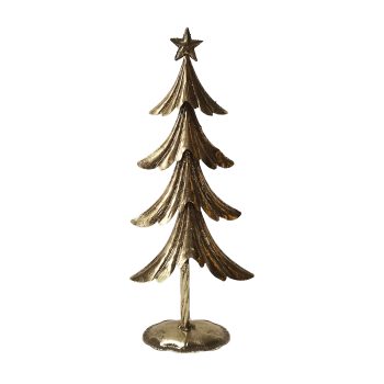 METAL TREE OVERLAPPING BRANCHES GOLD 16" GLITTER W/ STAR ATOP TABLETOP