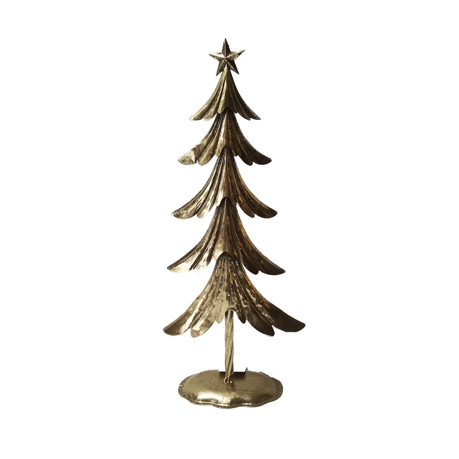 METAL TREE OVERLAPPING BRANCHES GOLD 20" GLITTER W/ STAR ATOP TABLETOP