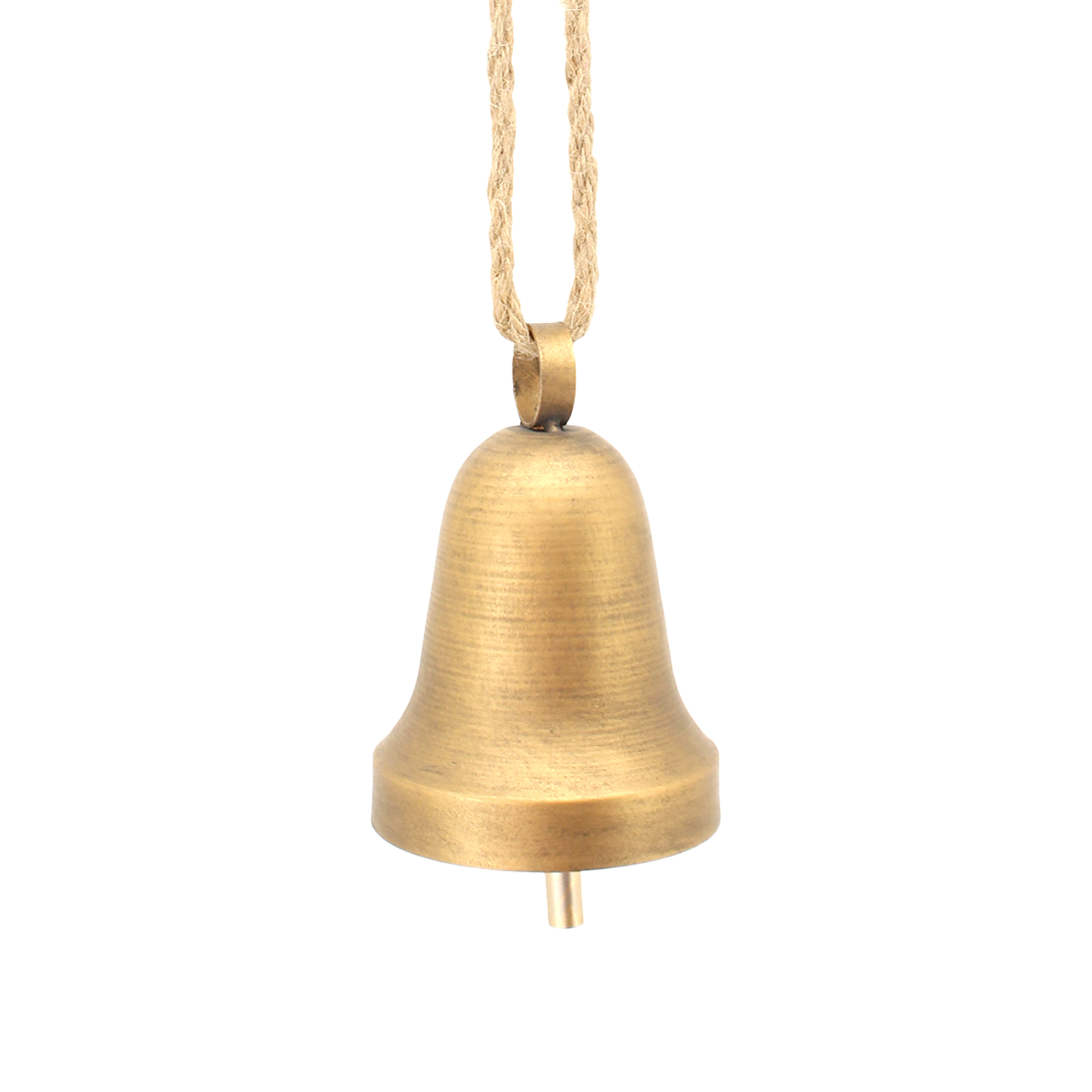 LIBERTY BELL 1PC 4" GOLD BRASS W/ ROPE HANGER