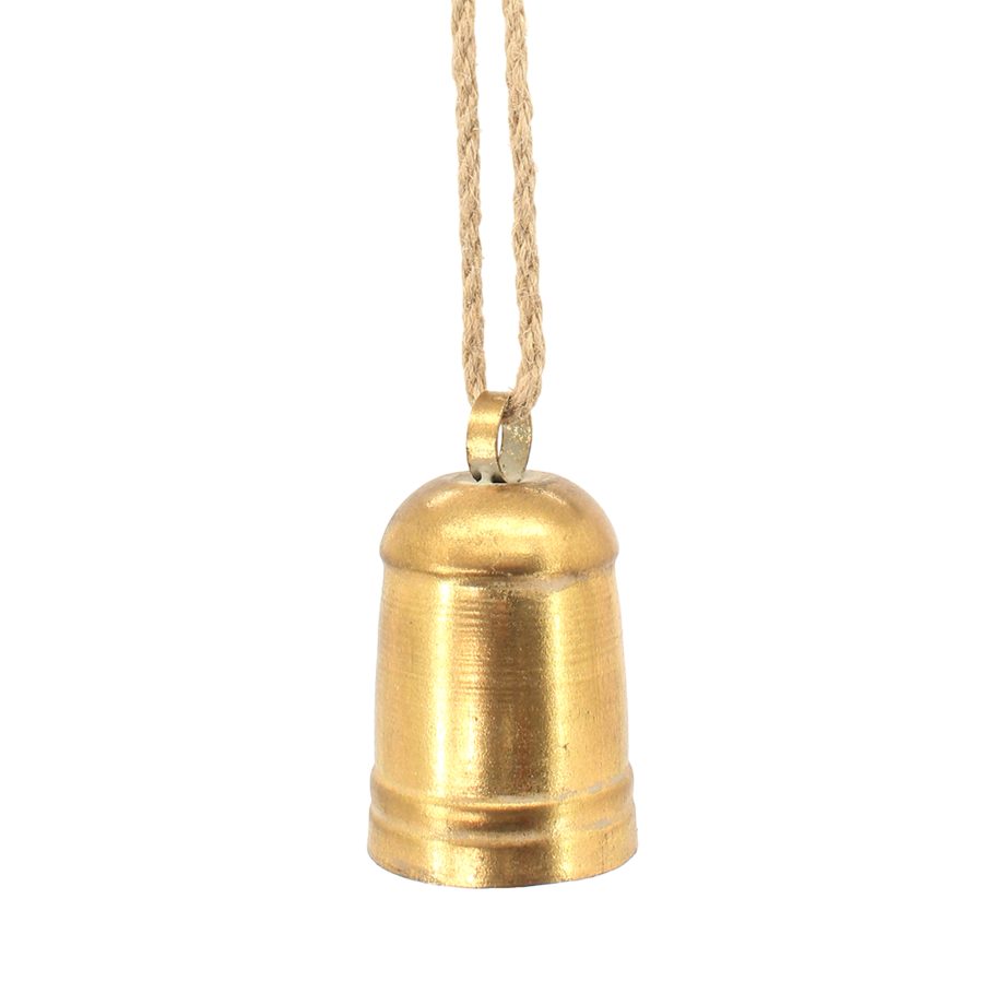 CYLINDER-SHAPE BELL 1PC 3" GOLD TAPERED BRONZE FINISH W/ ROPE HANGER
