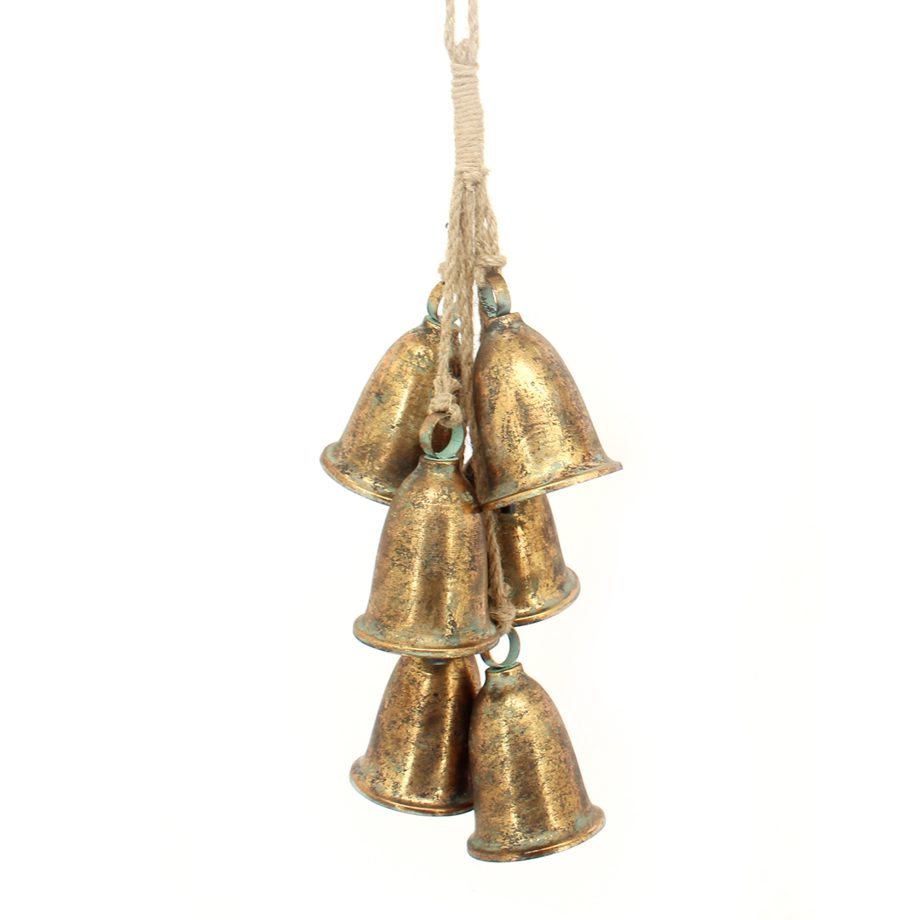 LIBERTY BELLS 6PC 7.5" GOLDEN BRONZE BRUSHED FINISH W/ ROPE HANGER