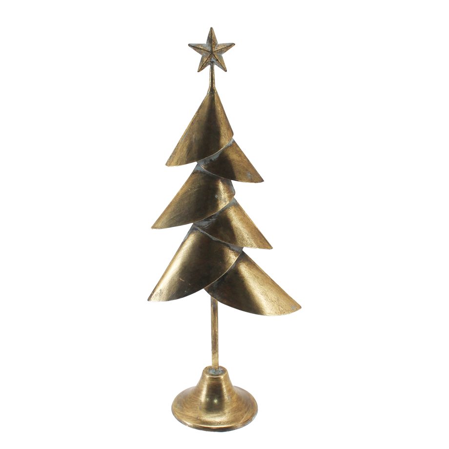 METAL TREE TABLE TOP 21" GOLD BRASS-TONE FINISH W/ STAR ATOP