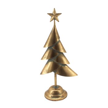 METAL TREE TABLE TOP 16" GOLD BRASS-TONE FINISH W/ STAR ATOP