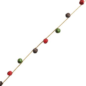 ORN GARLAND 6FT HEMP W/35MM X 13PCS MATTE RED/OLIVE GREEN/DK. BROWN JINGLE BELL