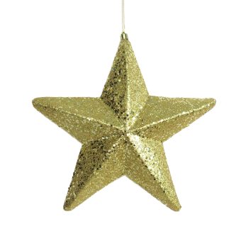STAR HANGING 11" GOLD/WHITE TRIM GLITTER POLYFOAM