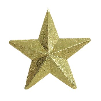 STAR HANGING 14" GOLD GLITTER POLYFOAM