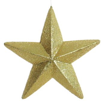 STAR HANGING 17.5" GOLD GLITTER POLYFOAM