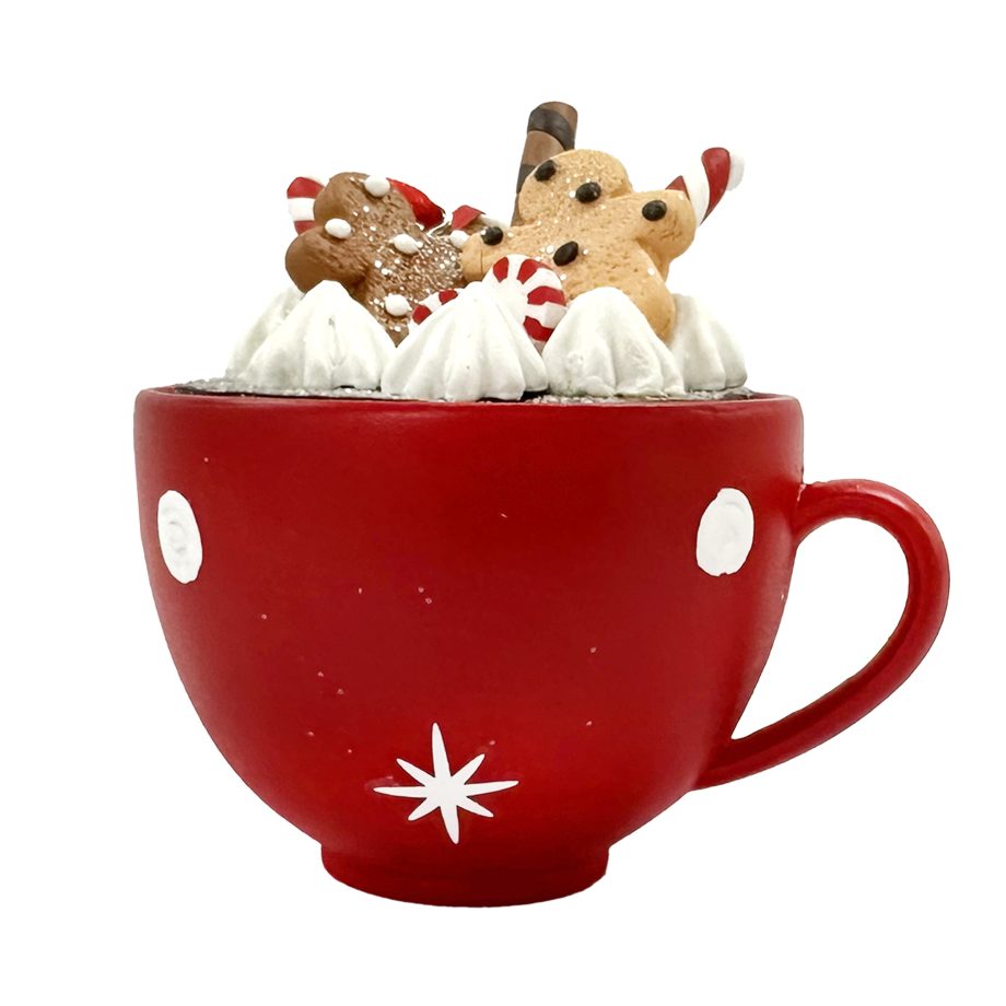 ORN CUP W/ GINGERBREAD & ICING 3.1" CLAY DOUGH W/ GLITTER