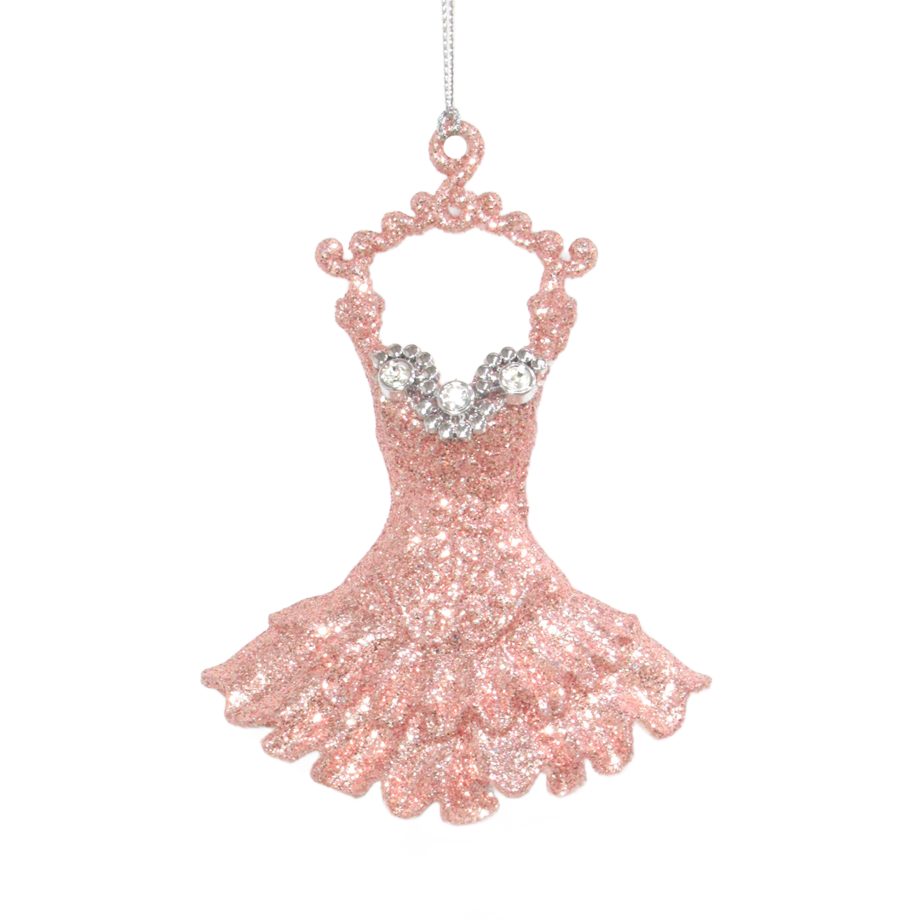 ORN TUTU ROSE PINK 5.1" W/GLTR