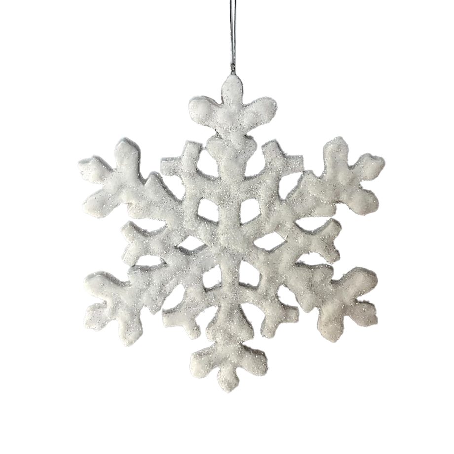 SNOWFLAKE HANGING 9" WHITE GLITTER